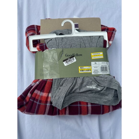 Goodfellow & Co Men's Plaid Microfleece Pajama Set 2 Piece, Gray, Size XL, NWT - Picture 3 of 3
